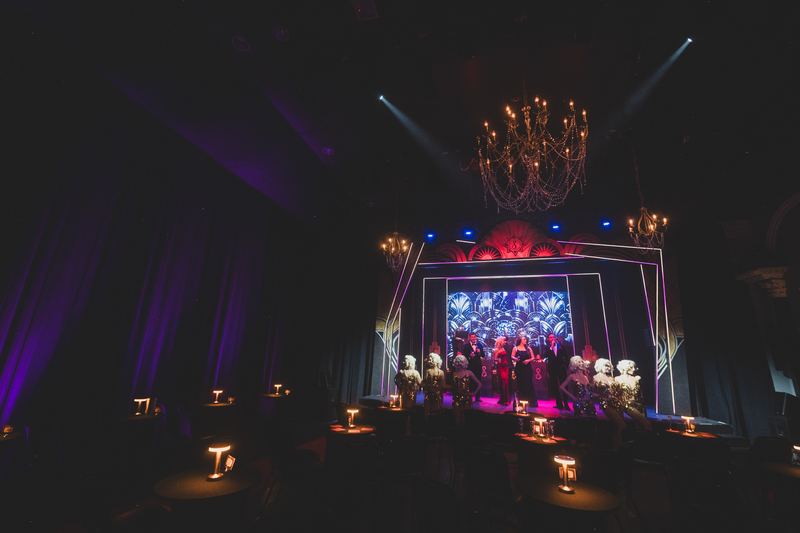 Wide shot of the Art Deco set